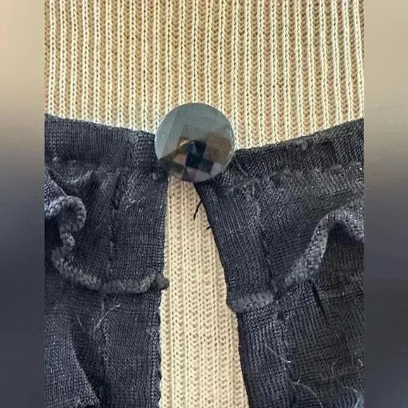 Vintage Ruffled Black Jacket, single button at closure. Halloween ready. - Picture 5 of 6